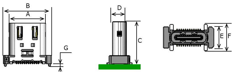 usb type c vertical receptacle