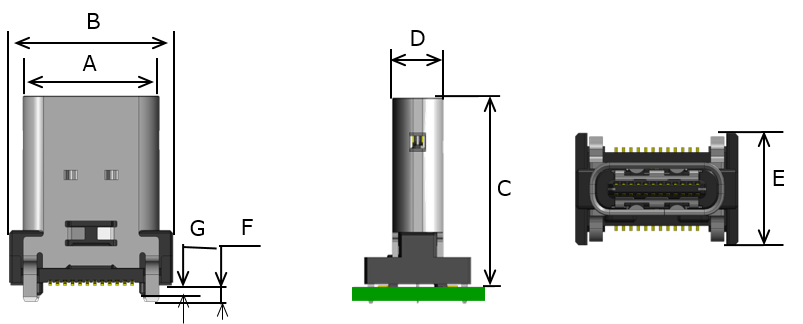 usb type c vertical receptacle